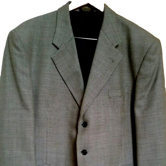 Ruffini Blk/Beige Check Sport Coat 3 Btn Wool 48R